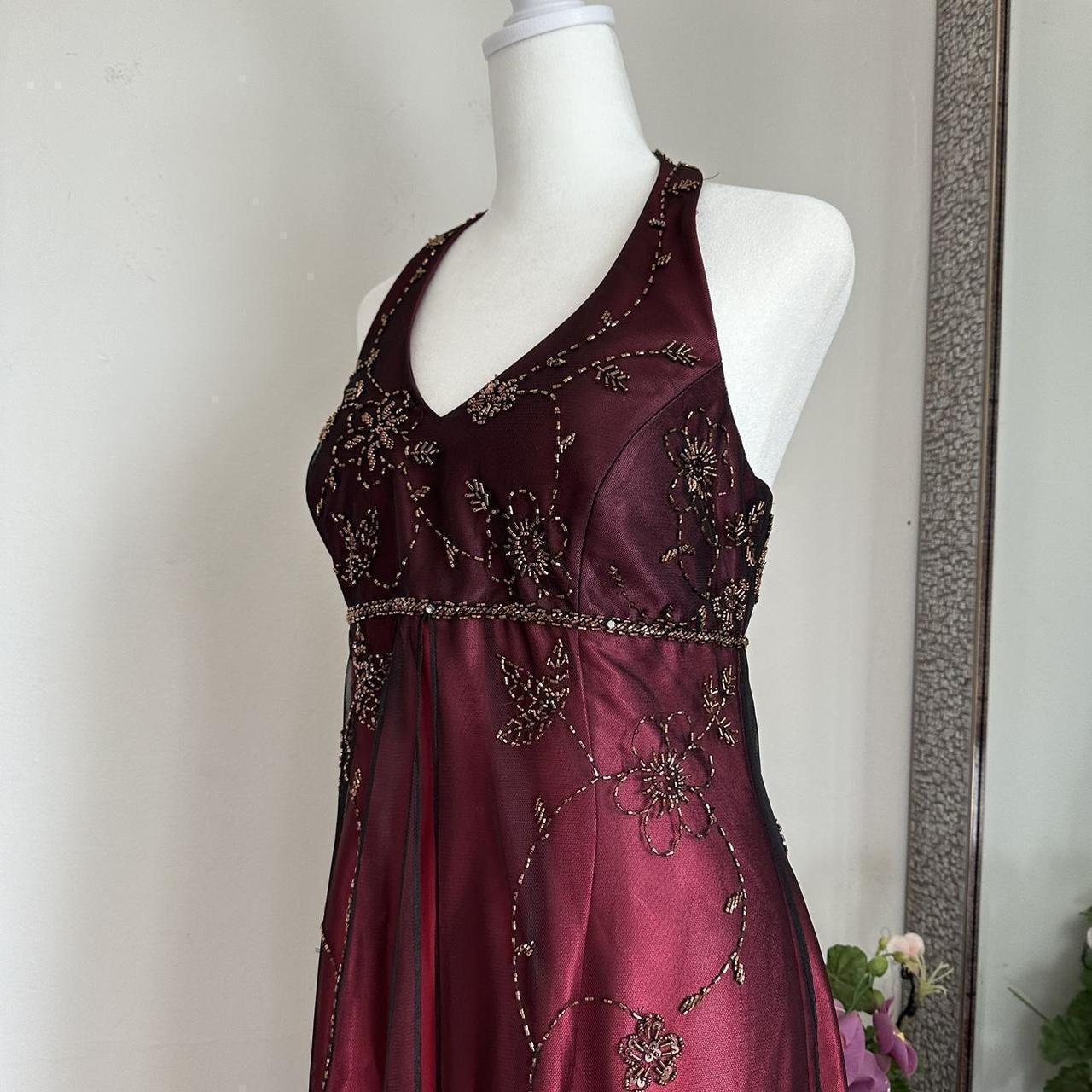 Burgunderrot, wunderschön, exquisite Perlenverzierung, elegantes Trägerkleid mit langem Satin-Tüll, Ballkleid, Abendkleid, Partykleid gh3439