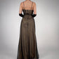 Girlhomeshops - Robe de soirée longue en satin marron à perles exquises gh5503