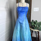 Robe de soirée longue et élégante, bleu clair, dégradé, vintage, perles, élégante, élégante, robe de bal, robe de soirée, gh3689