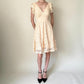 Robe de soirée crème/jaune en dentelle, style baby doll, à volants, dos nu, été gh4595