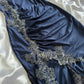 Blue gorgeous exquisite applique lace spaghetti straps long satin prom dress evening dress party dress gh3335