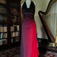 Burgunderrotes, modisches, elegantes, exquisites, mit Perlen besetztes, langes Chiffon-Ballkleid mit Farbverlauf, Abendkleid, Partykleid, Abschlussballkleid gh3528