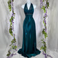 Green Fashion Elegant V-neck Halter Backless Lace-up Long Satin Floor-length prom dress Evening Gown Party Dress gh3581