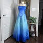 Robe de soirée longue et élégante, bleu clair, dégradé, vintage, perles, élégante, élégante, robe de bal, robe de soirée, gh3689