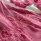 Pink gorgeous exquisite elegant beaded long chiffon ruffled ball gown, evening dress, party dress gh3513