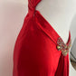 Rot schöne elegante Mode exquisite Perlen Spaghetti-Trägern lange Satin Schlitz Ballkleid Abendkleid Partykleid gh3542