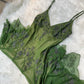 Robe longue en mousseline de soie, élégante et exquise, verte, vintage, brodée de fleurs, à bretelles, robe de soirée, robe de bal, gh3720