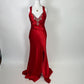 Rot schöne elegante Mode exquisite Perlen Spaghetti-Trägern lange Satin Schlitz Ballkleid Abendkleid Partykleid gh3542