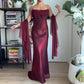 Burgunderrotes, elegantes Vintage-Kleid in A-Linie mit Spaghettiträgern, ärmellos, lang, formell, bodenlang, Ballkleid, Ballkleid, Abendkleid, Partykleid, gh2972