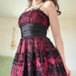 Dunkelrot Schwarz Y2K Gothic Floral Pailletten Tüll Satin Komfort Kurzes Mini Homecoming Kleid Partykleid gh4741