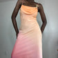 Robe de soirée longue rose orange dégradée gh4903