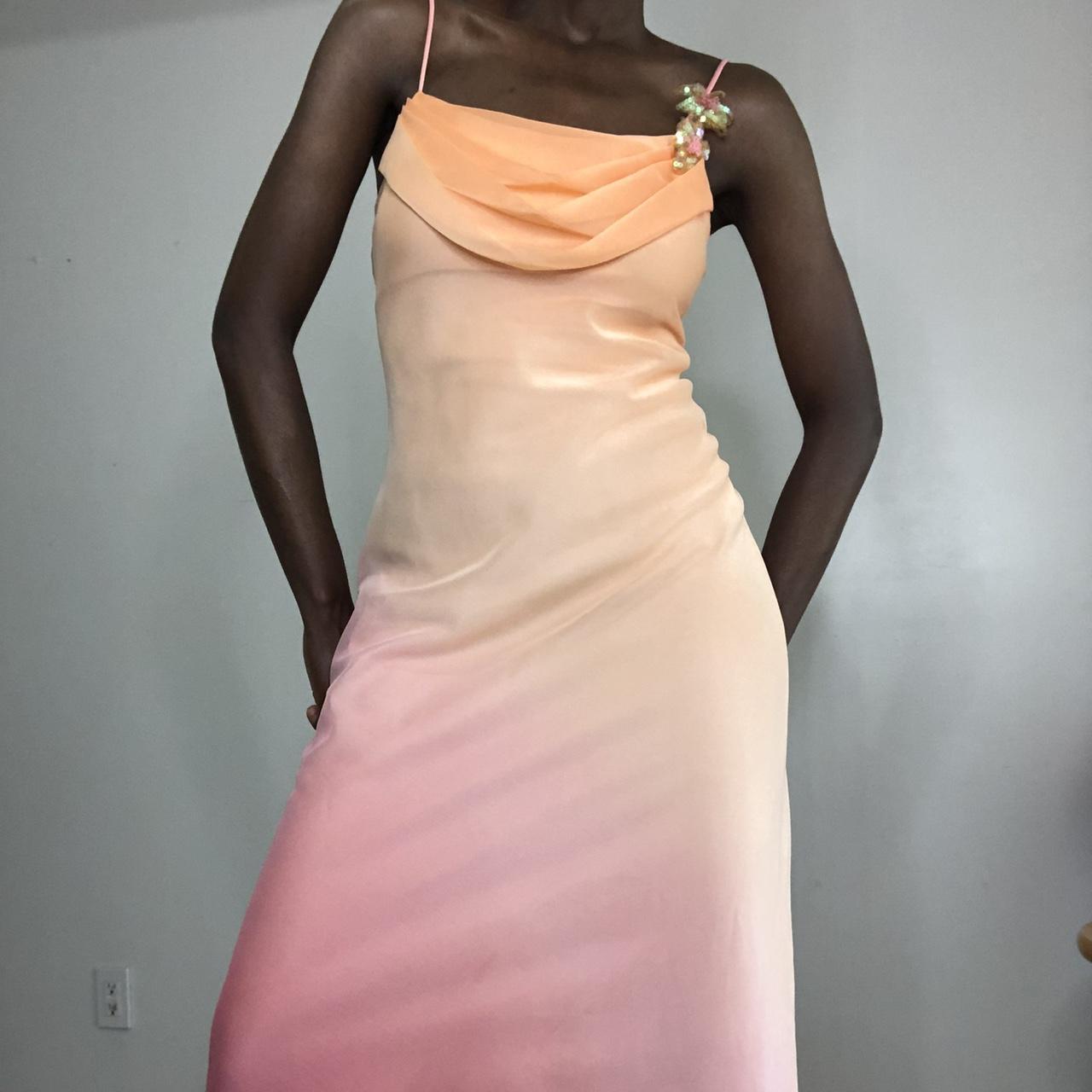 Robe de soirée longue rose orange dégradée gh4903