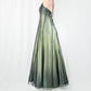 Grünes Vintage Ombre Blumen Perlen Empire Taille Neckholder Langes Chiffon Tüll Ballkleid Abendkleid Partykleid gh3606