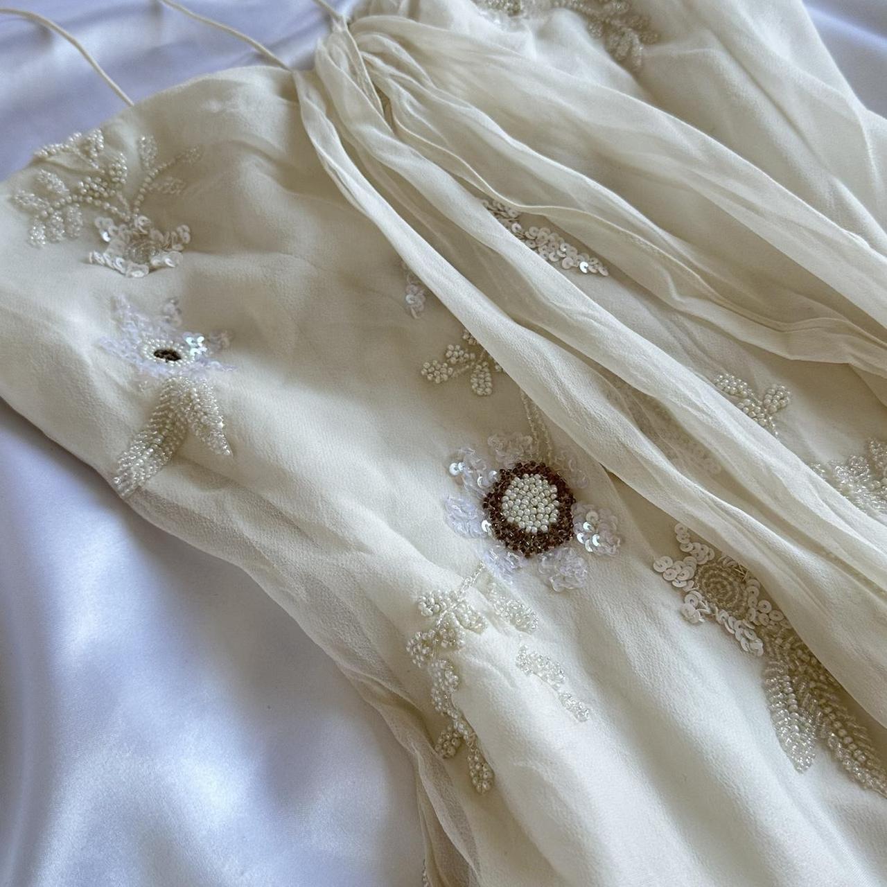 Robe de soirée longue en mousseline de soie, magnifique, légère et délicate, avec des bretelles spaghetti et des perles, gh3336