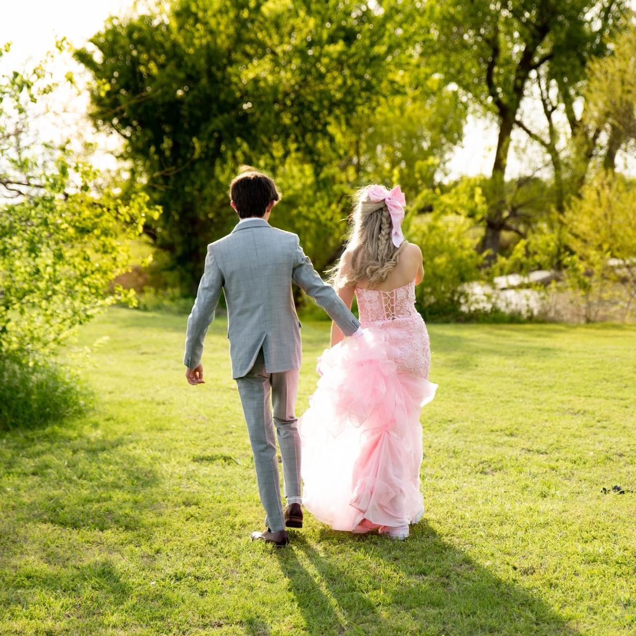 Rosa trägerloses, exquisites Meerjungfrau-Abendkleid mit Applikationen aus Tüll, lang, Ballkleid, Abendkleid gh3002