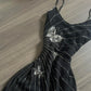 Robe de soirée longue en mousseline de soie et tulle, élégante et sophistiquée, style vintage, avec des papillons argentés et des perles, gh3722