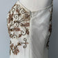 Ivory White Gorgeous Vintage Delicate Gold Brown Beaded Spaghetti Straps Fairy Long Chiffon Ball Gown Evening Gown Party Gown Wedding Guest Gown Homecoming Gown Graduation Gown Prom Gown gh3980