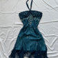 Girlhomeshops-Blue floral beaded short halter chiffon homecoming dress birthday party dress gh5263