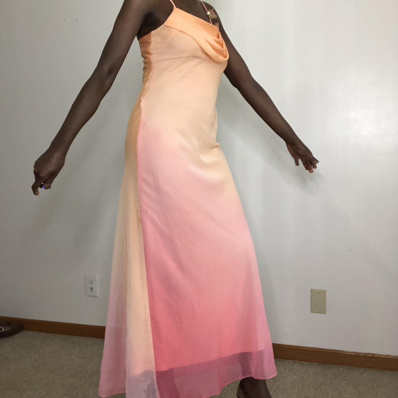 Robe de soirée longue rose orange dégradée gh4903