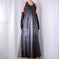 Black and gray retro fashion gradient color beaded floral halter neck gothic elegant long Tulle prom dress evening dress party dress gh3665