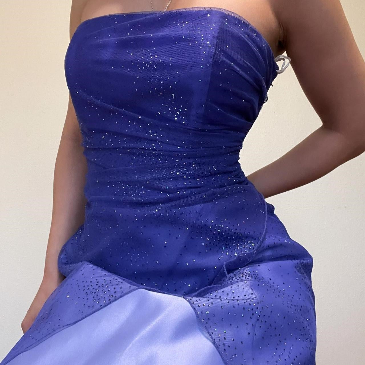 Girlhomeshops – Lila glänzendes, modisches, bodenlanges Ballkleid mit Farbverlauf und Tube-Top, Abschlussballkleid, gh5514