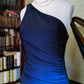 Girlhomeshops - Robe de soirée longue en mousseline de soie, style rétro, asymétrique, bleu et noir, gh5544