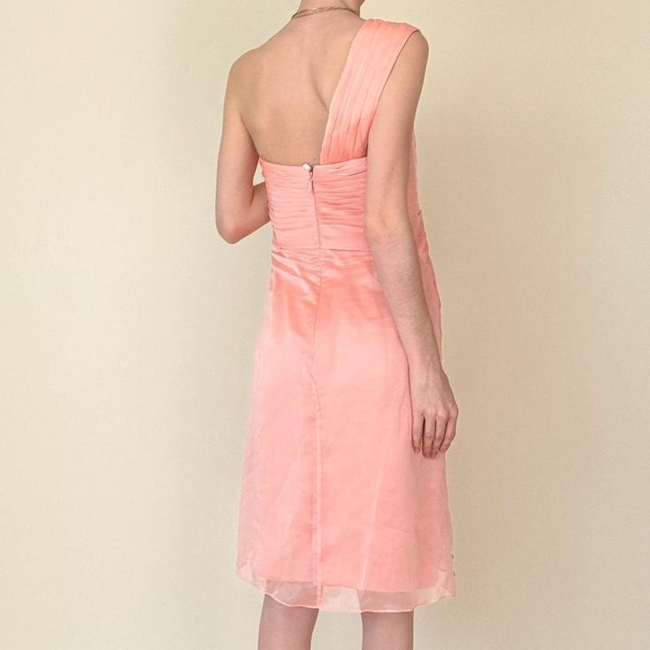 Y2K Pfirsichrosa One-Shoulder-Kleid mit Rüschen und Lagendetail