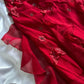 Robe de soirée en mousseline de soie rouge magnifique, élégante, jolie et exquise, longue, perlée, à volants, faite à la main, personnalisée, robe de bal, gh3548