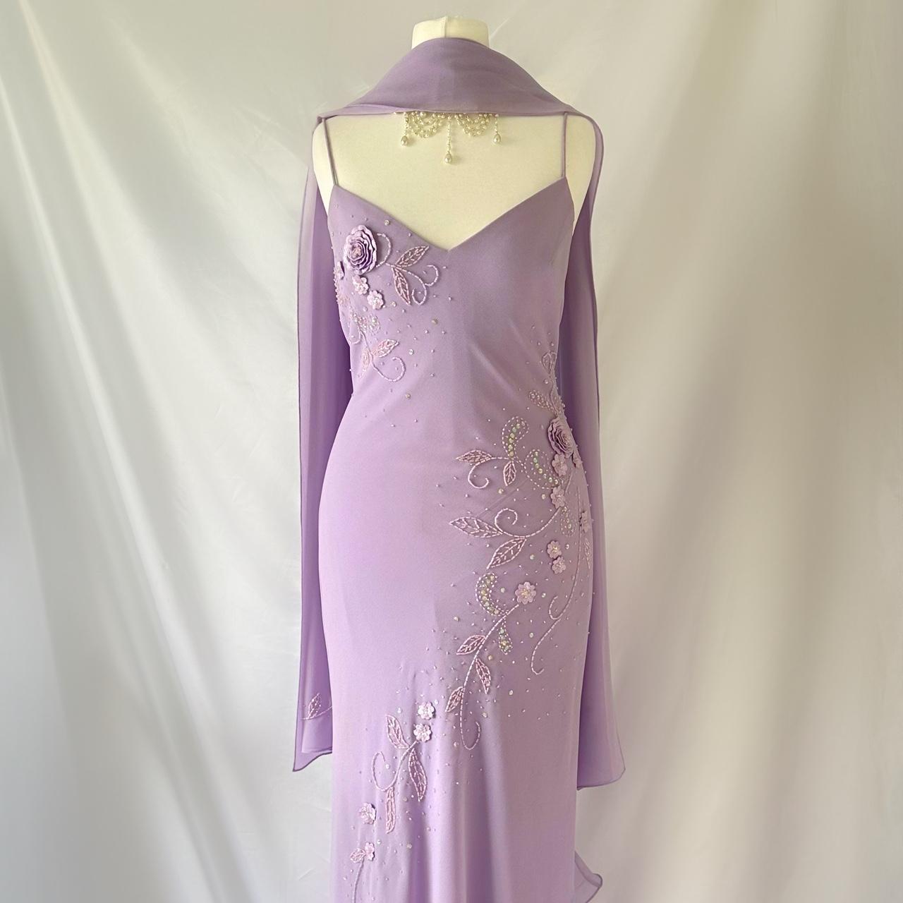 Lila mode edel ziemlich exquisite perlen lange chiffon rüschen ballkleid abendkleid partykleid gh3547