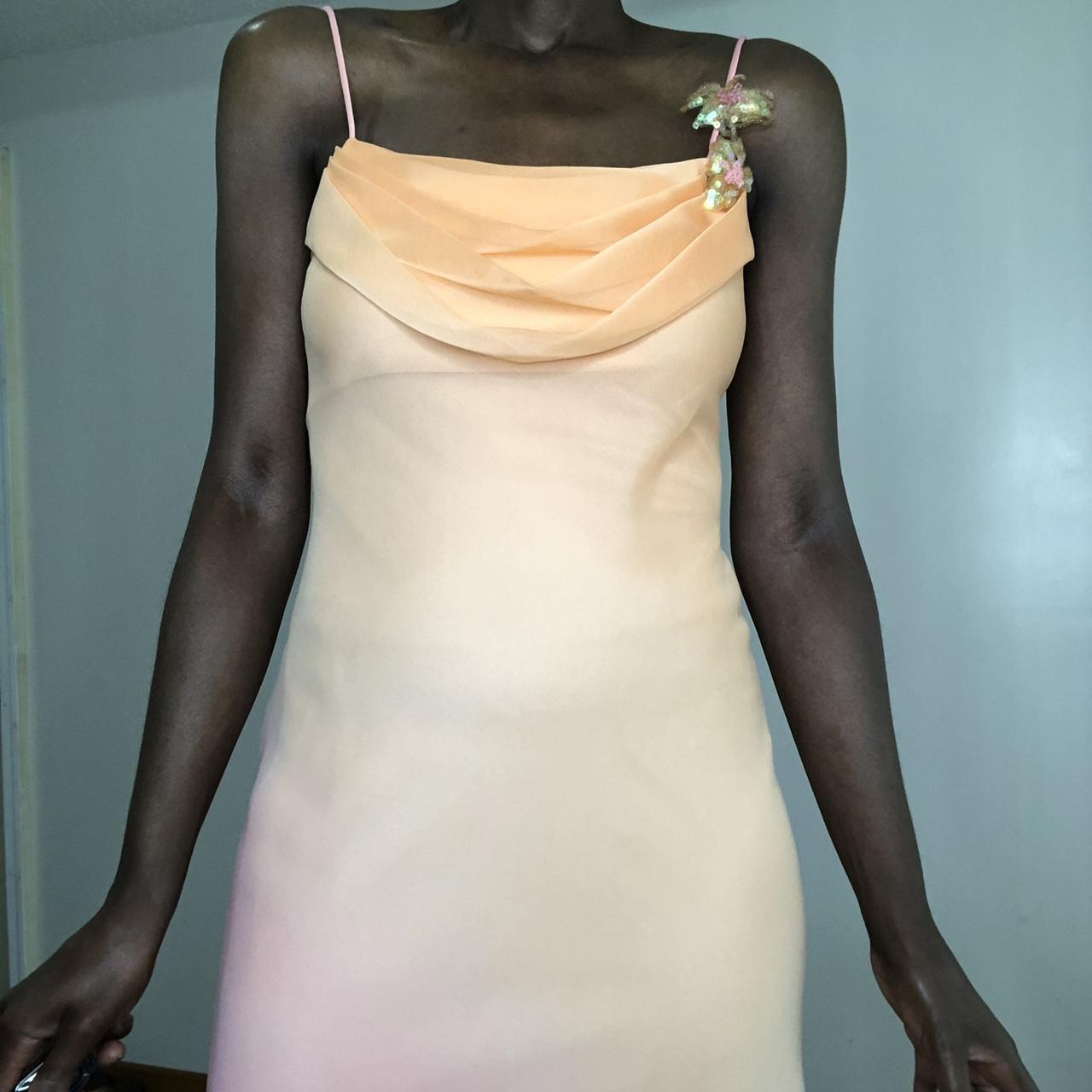 Robe de soirée longue rose orange dégradée gh4903