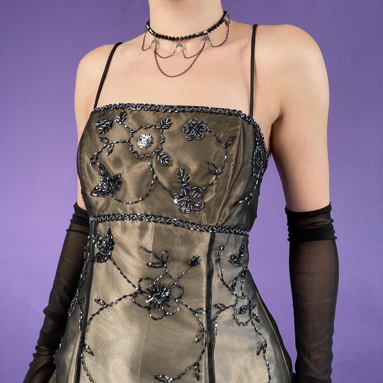 Goldbraunes, zartes, perlenbesetztes, langes Tüllkleid, elegantes Ballkleid, Abendkleid, formelles Geburtstagspartykleid, Abschlussballkleid gh3614