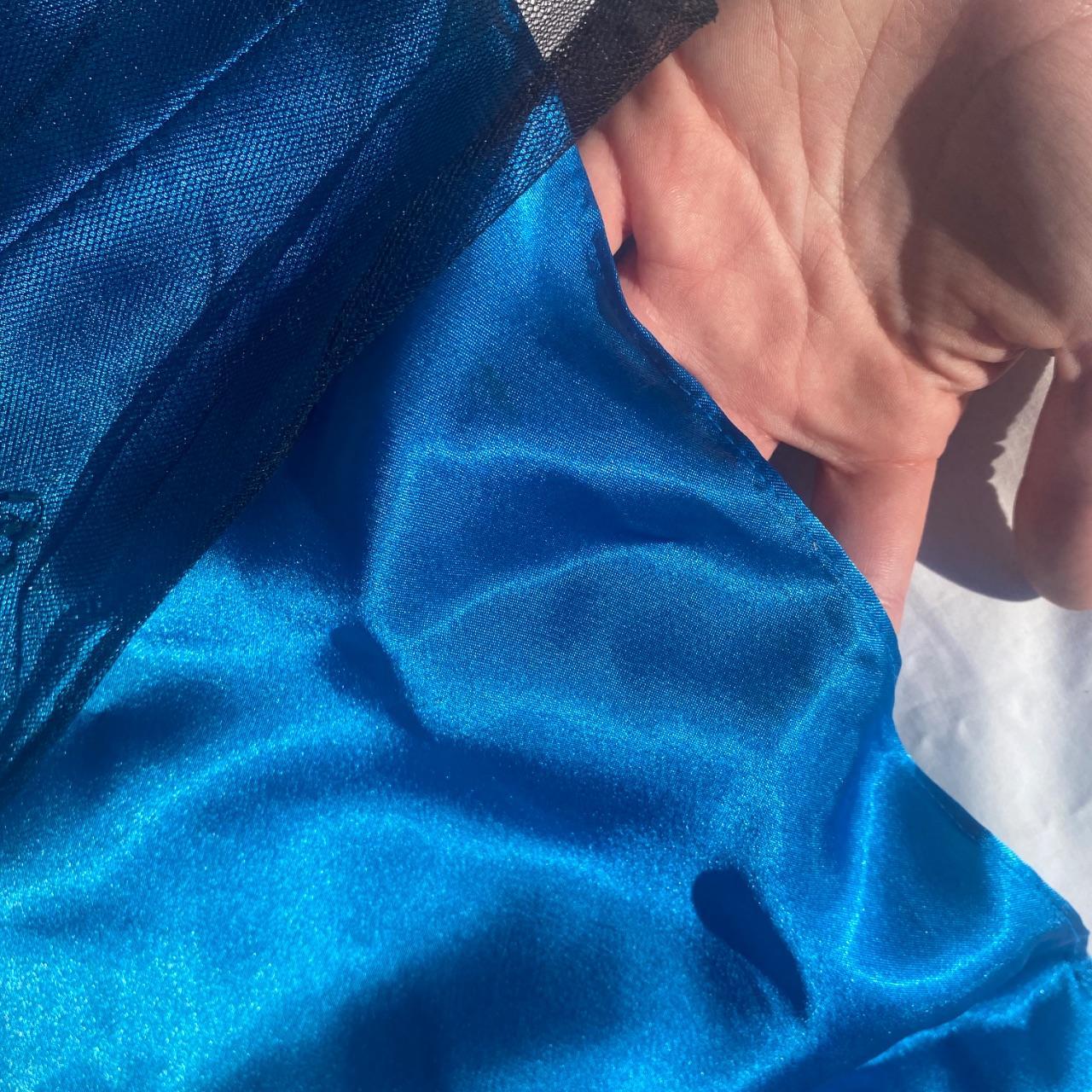 Vintage Fashion Blue Delicate Floral Beaded Ombre Spaghetti Strap Long Satin Tulle Fairy Ball Gown Square Neck Prom Dress Evening Dress Birthday Party Dress gh3957