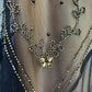 Robe de soirée longue en mousseline de soie, satin et tulle, élégante et raffinée, style vintage, marron doré, avec perles, gh3723