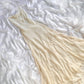 Elfenbein glänzendes, modisches, edles, hübsches, exquisites, perlenbesetztes, langes, bodenlanges Chiffon-Kleid, handgefertigt, individuell, Ballkleid, Abendkleid, Partykleid, Abschlussballkleid, gh3549