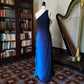 Girlhomeshops - Robe de soirée longue en mousseline de soie, style rétro, asymétrique, bleu et noir, gh5544