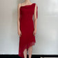 Robe de soirée longue en mousseline de soie rouge élégante et tendance, robe de bal formelle, robe de soirée gh4904