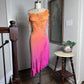 Orange Gradient Exquisite Beaded Spaghetti Strap Midi Chiffon Slim Ball Gown Evening Dress Party Dress Prom Dress gh3214