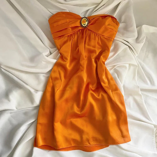 Robe d'anniversaire courte élégante, style vintage, rose, orange, robe de soirée, robe de cocktail, gh4670