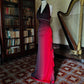 Girlhomeshops – Burgunderrot-Schwarz-Farbverlauf, Retro-Mode, langes Chiffon-Feenkleid, Ballkleid, GH5545