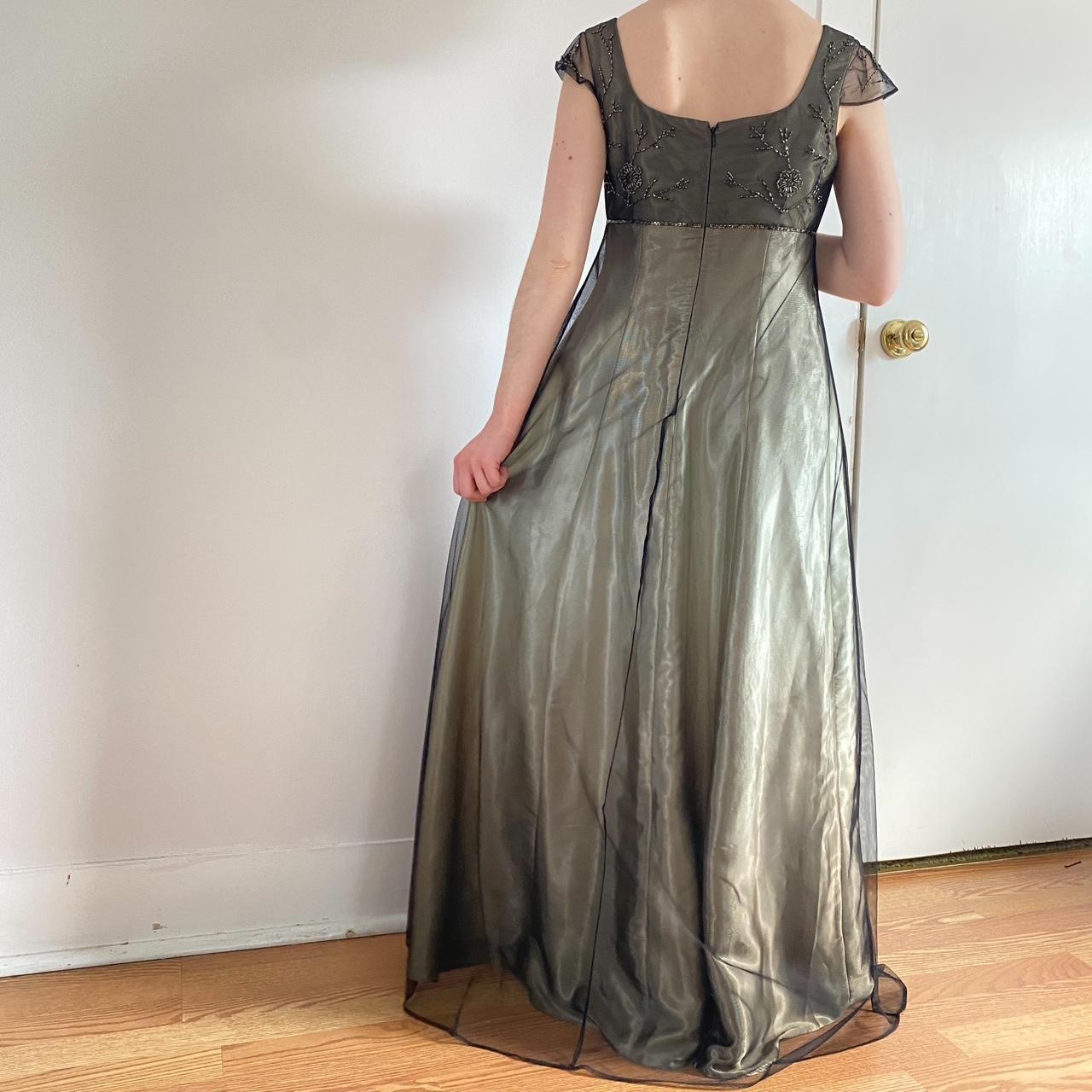 Gold Vintage Fashion Square Neck High Waist Exquisite Floral Beaded Long Short Sleeve Tulle Satin Fairy Regency Ball Gown Prom Dress Evening Dress Birthday Party Dress gh3961