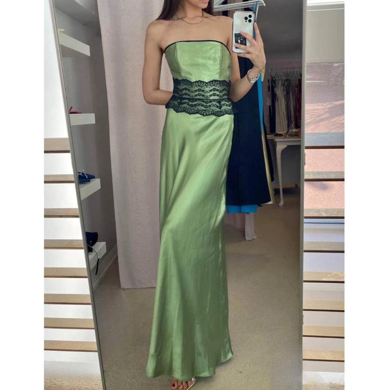 Rosa/Grün Spitze Langes Satin Ballkleid Abendkleid Abschlusskleid gh4566