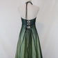 Grünes Vintage Ombre Blumen Perlen Empire Taille Neckholder Langes Chiffon Tüll Ballkleid Abendkleid Partykleid gh3606