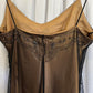 Robe de soirée longue en mousseline de soie, satin et tulle, élégante et raffinée, style vintage, marron doré, avec perles, gh3723