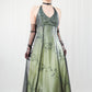 Grünes Vintage Ombre Blumen Perlen Empire Taille Neckholder Langes Chiffon Tüll Ballkleid Abendkleid Partykleid gh3606