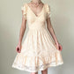 Robe de soirée crème/jaune en dentelle, style baby doll, à volants, dos nu, été gh4595