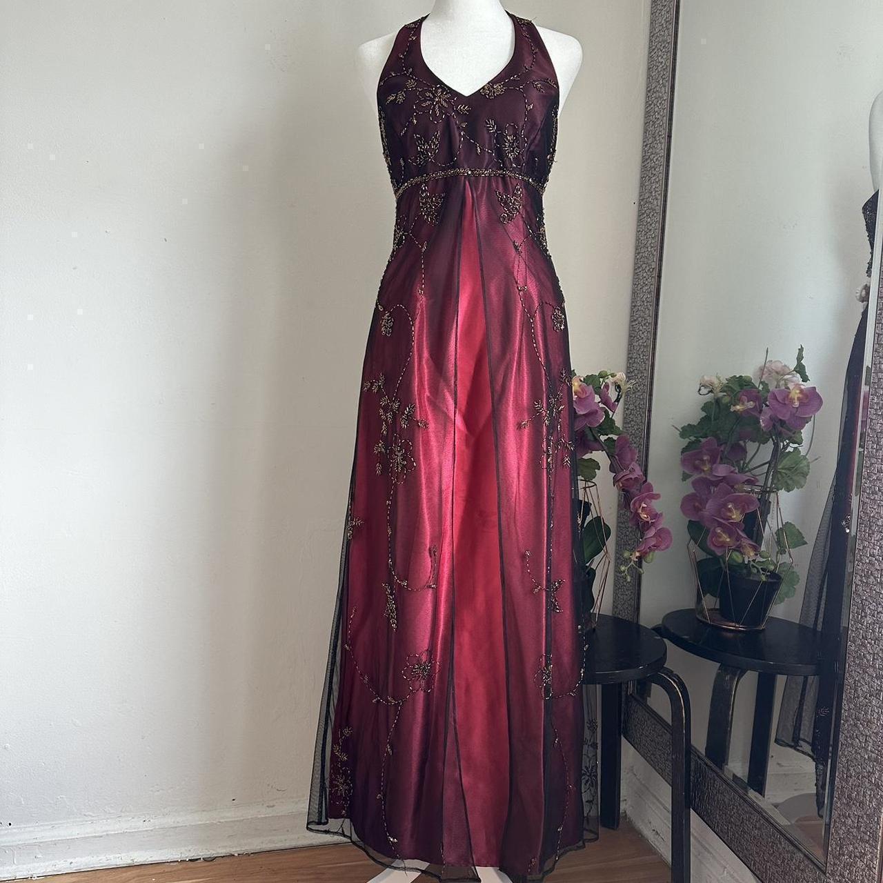Robe de soirée gothique bordeaux vintage, élégante et exquise, longue en satin perlé, taille haute, robe de bal, robe d'anniversaire, robe de bal, robe de remise de diplôme, gh3890