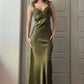 Olivgrün Vintage Mode Elegant Perlenbesetzt Figurbetontes Langes Ballkleid Abendkleid Partykleid gh3459