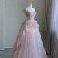 Robe de soirée longue en tulle rose à perles exquises gh4896