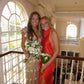 Gold Fashion Elegant Simple A-line Layered Long Sexy Slit Satin Ball Gown Evening Dress gh3461
