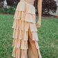 Gold Fashion Elegant Simple A-line Layered Long Sexy Slit Satin Ball Gown Evening Dress gh3461